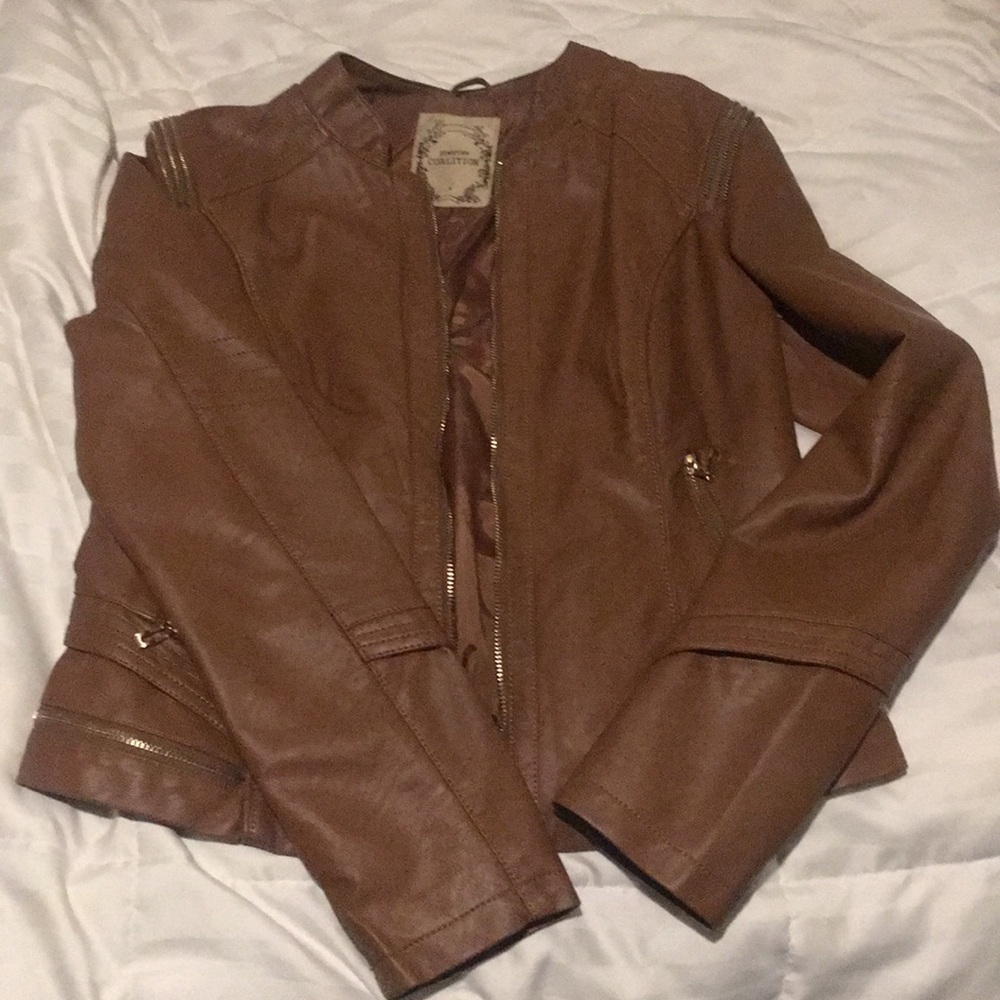Tan leather jacket